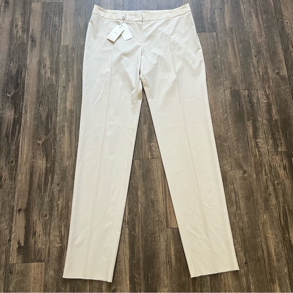 NWT Armani Collezioni Wool Straight Leg Mid Rise Dress Pants Trousers Ivory 16 - Picture 1 of 16